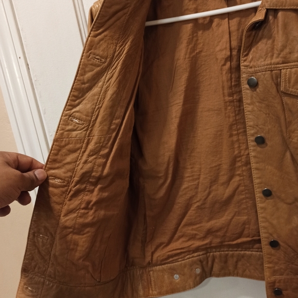 LUCKY BRAND women's Leather Trucker Jacket. SZ XS - Picture 9 of 16
